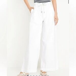 Old Navy White Wide-Leg Drawstring Trousers